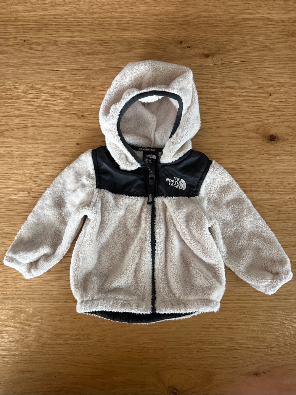 The North Face Cream Sherpa Hooded Jacket 6-12 months